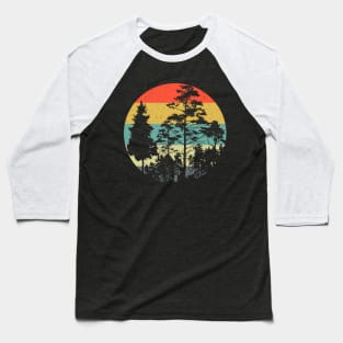 Retro Sunset  Trees Baseball T-Shirt